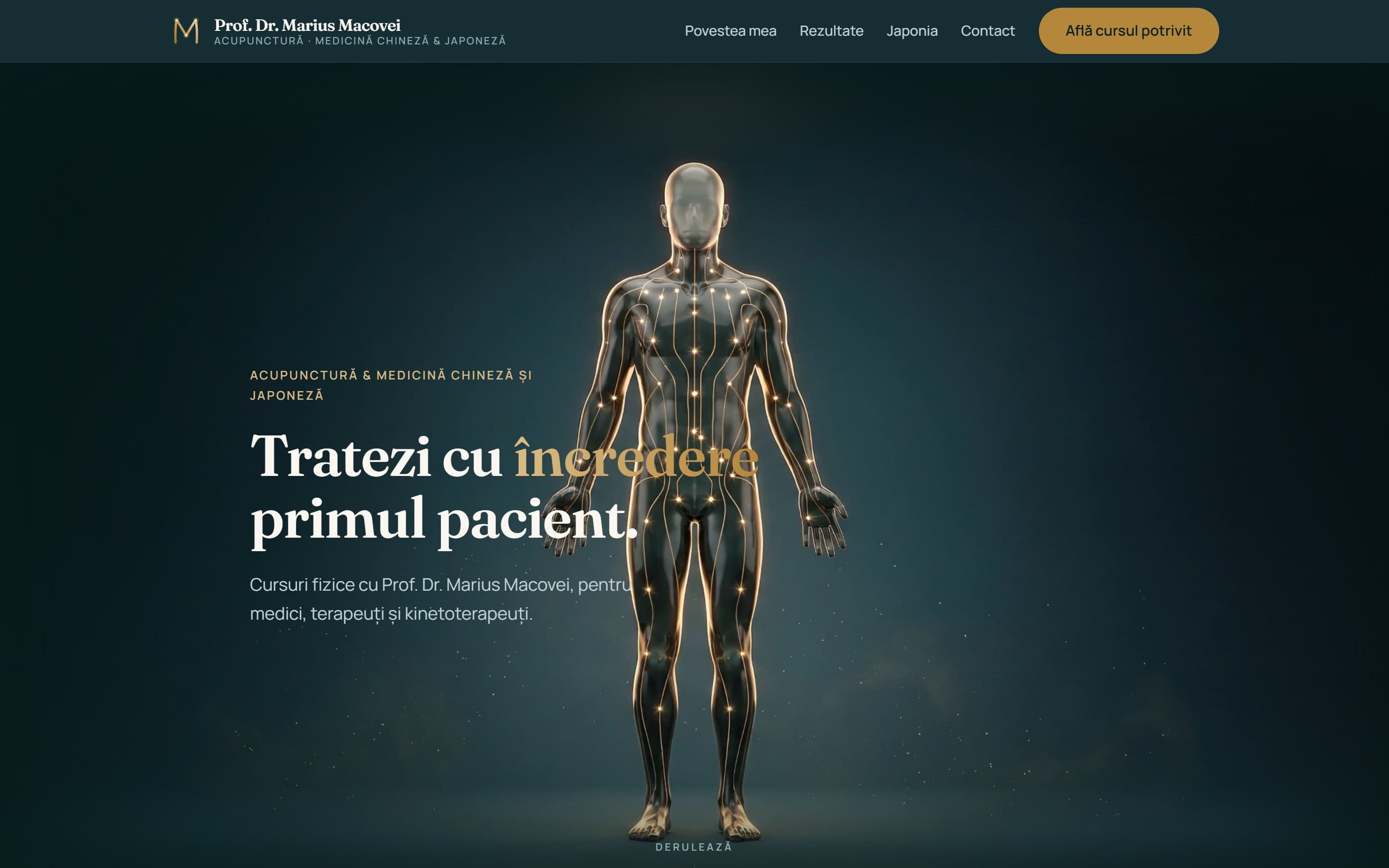 Site-ul Prof. Dr. Marius Macovei, pe laptop și pe telefon